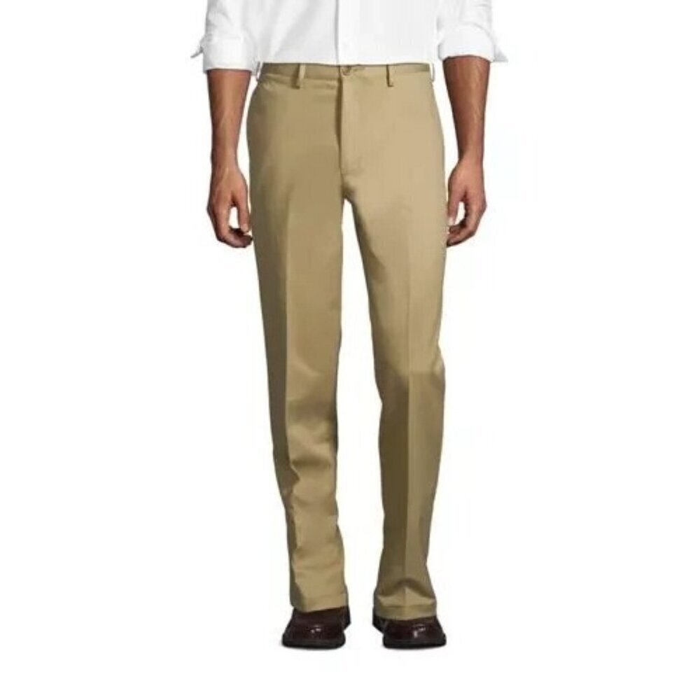 NWOT Lands' End Men's Size 42 Traditional Fit Hybrid Chino Pants Khaki Self Hem